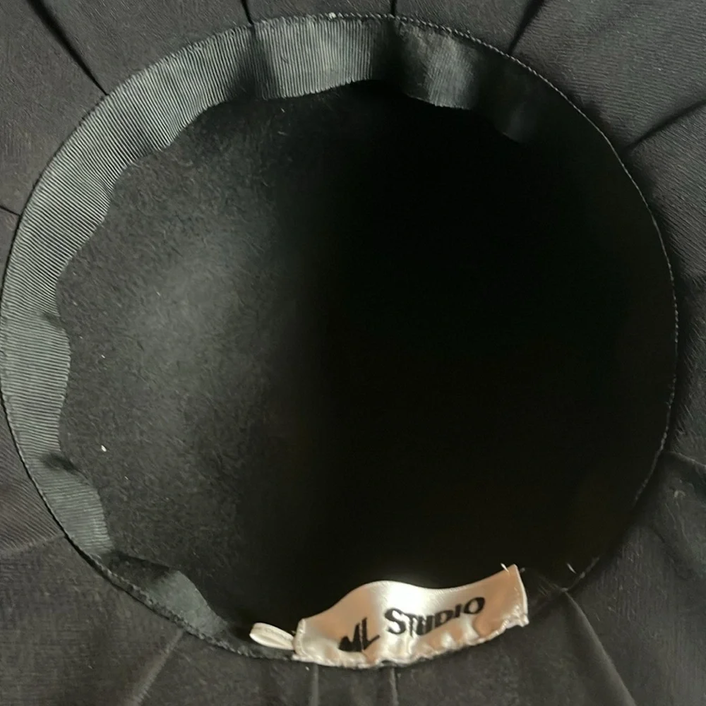 ML Studio Hat , Derby Hat, Church Hat Black Big Bow Wide Rim Millinery - Picture 10 of 15